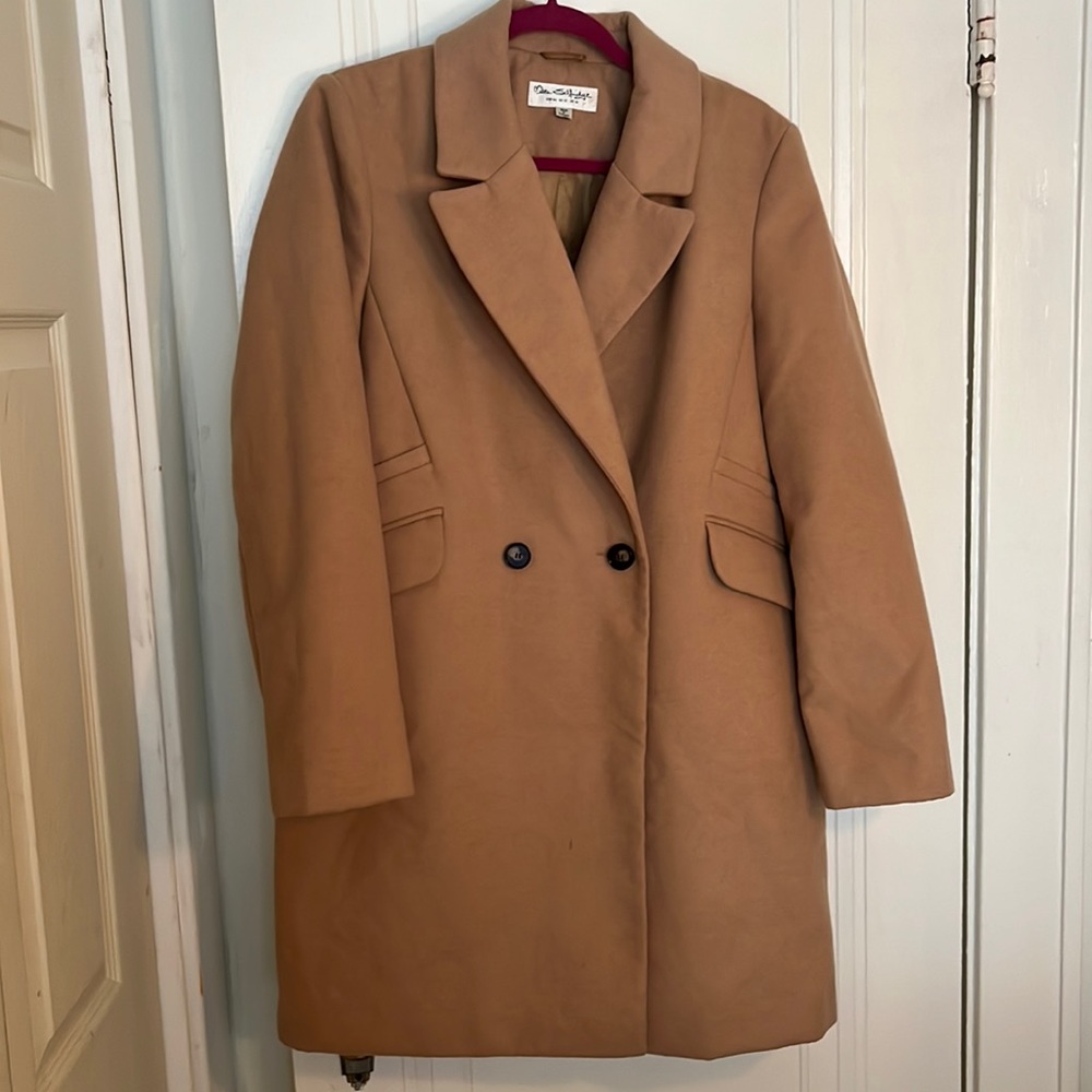 Miss Selfridge Tan Double-Breasted Wool Coat